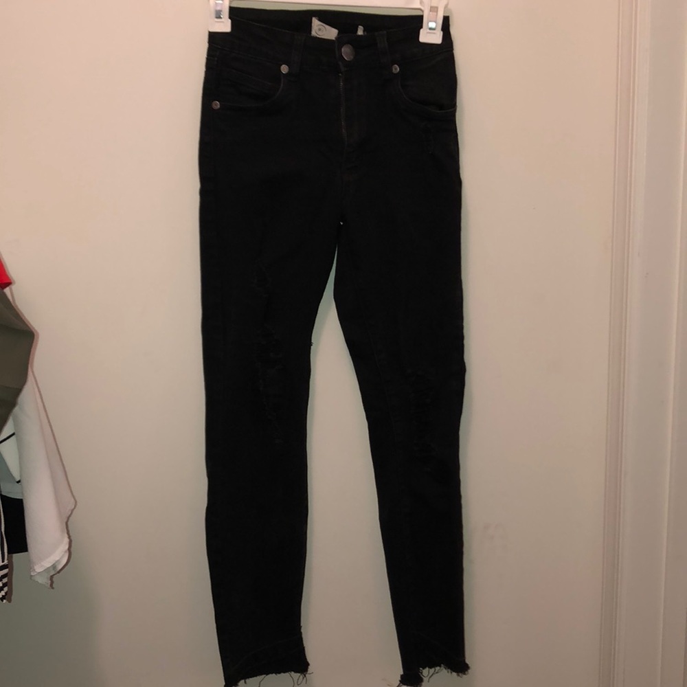 Cotton on black distressed jeans
